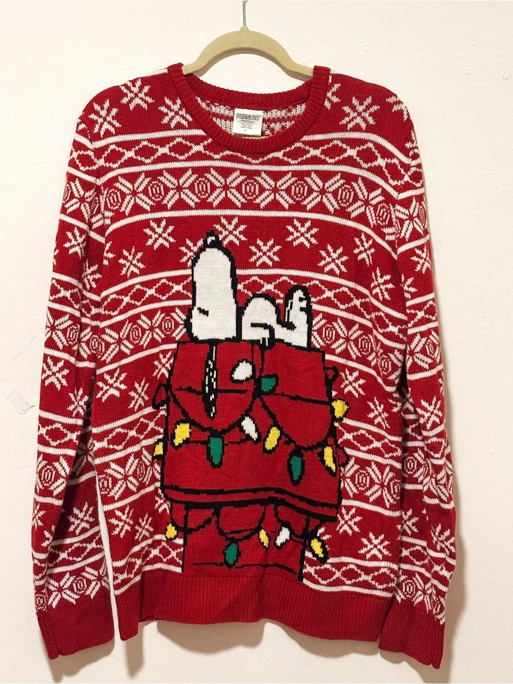 Red Holiday Snoopy Knit Sweater - Men's